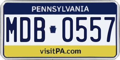 PA license plate MDB0557