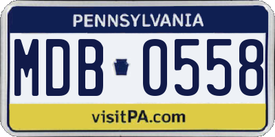PA license plate MDB0558