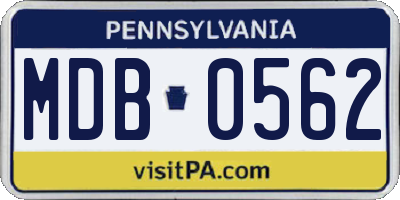 PA license plate MDB0562