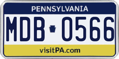 PA license plate MDB0566