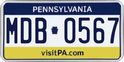 PA license plate MDB0567
