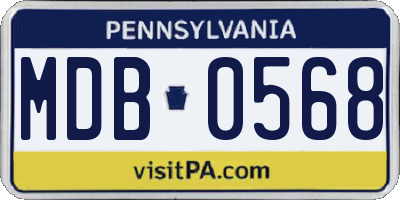 PA license plate MDB0568