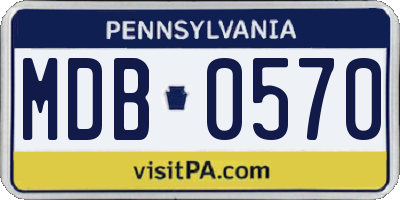 PA license plate MDB0570
