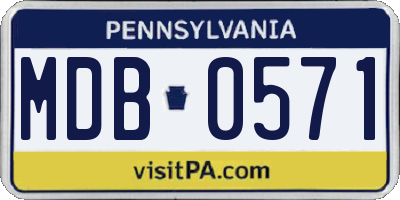 PA license plate MDB0571