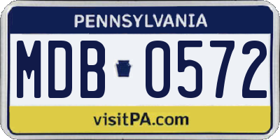 PA license plate MDB0572