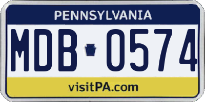 PA license plate MDB0574