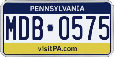 PA license plate MDB0575