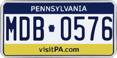 PA license plate MDB0576