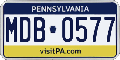 PA license plate MDB0577
