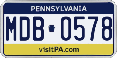 PA license plate MDB0578