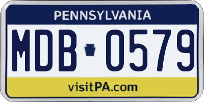 PA license plate MDB0579