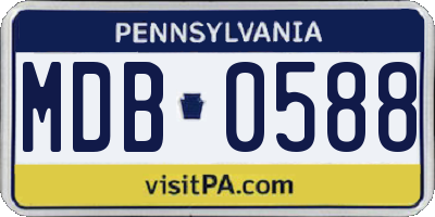 PA license plate MDB0588