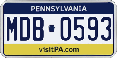 PA license plate MDB0593