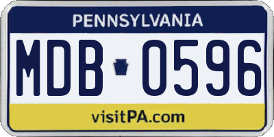 PA license plate MDB0596
