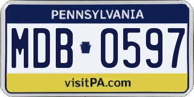 PA license plate MDB0597