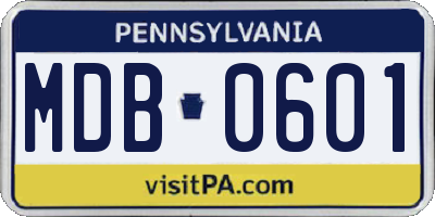 PA license plate MDB0601