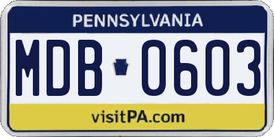 PA license plate MDB0603