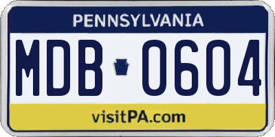 PA license plate MDB0604