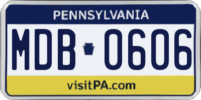 PA license plate MDB0606
