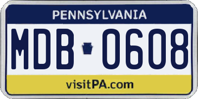 PA license plate MDB0608