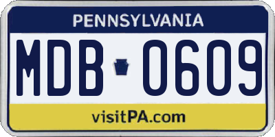 PA license plate MDB0609