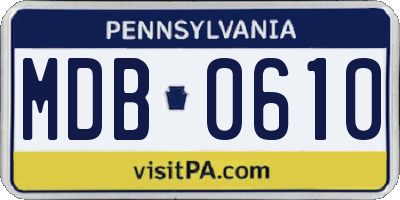 PA license plate MDB0610