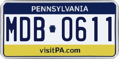 PA license plate MDB0611