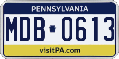 PA license plate MDB0613