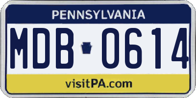 PA license plate MDB0614
