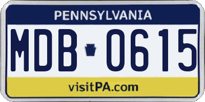 PA license plate MDB0615