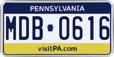 PA license plate MDB0616