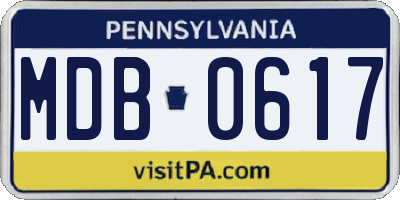 PA license plate MDB0617