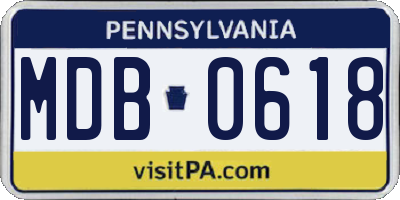 PA license plate MDB0618