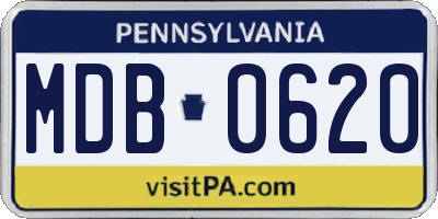 PA license plate MDB0620