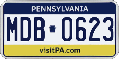 PA license plate MDB0623