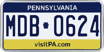 PA license plate MDB0624