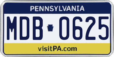 PA license plate MDB0625