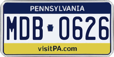 PA license plate MDB0626