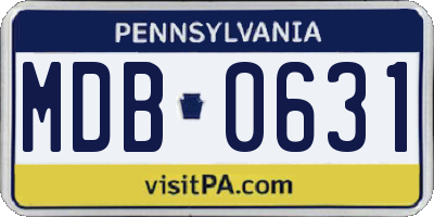PA license plate MDB0631
