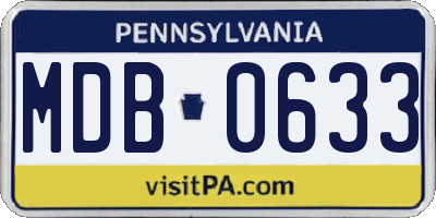 PA license plate MDB0633