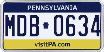 PA license plate MDB0634