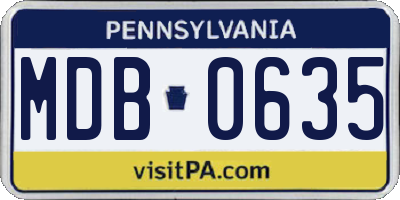 PA license plate MDB0635
