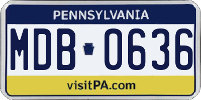 PA license plate MDB0636