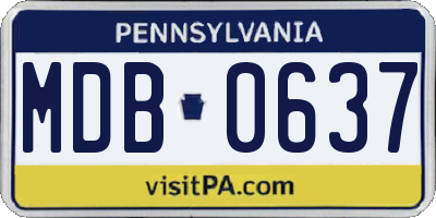 PA license plate MDB0637