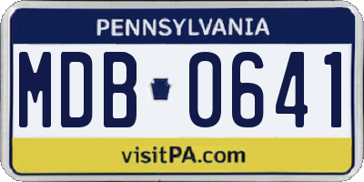 PA license plate MDB0641