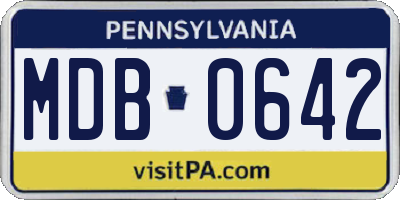 PA license plate MDB0642