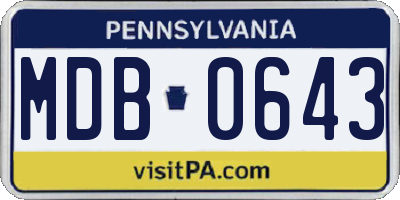 PA license plate MDB0643