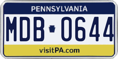PA license plate MDB0644