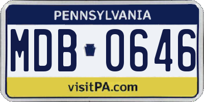 PA license plate MDB0646