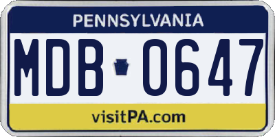 PA license plate MDB0647
